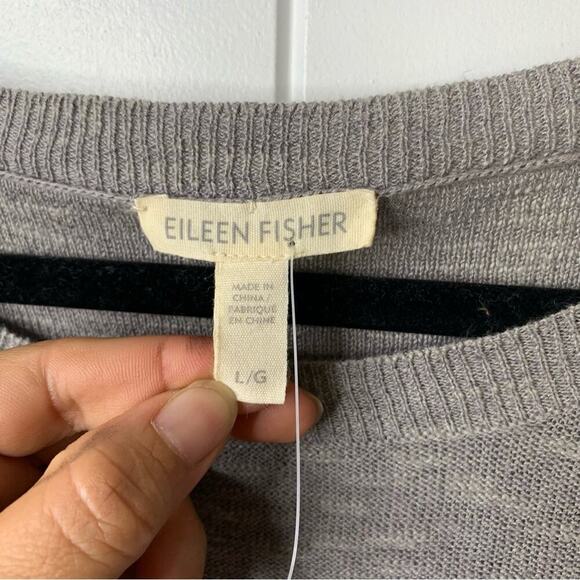 Eileen Fisher gray‎ organic linen cotton slub sweater large lagenlook minimalist - Picture 4 of 6